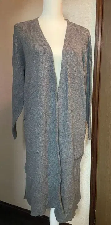 그레이 롱 가디건 사이드 슬릿 포함