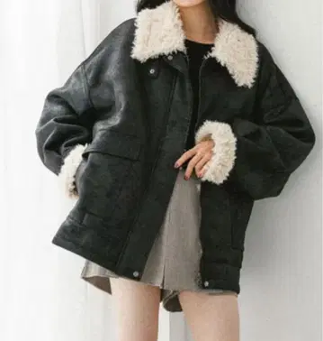 Heather 퍼 칼라 BIG 무스탕 자켓