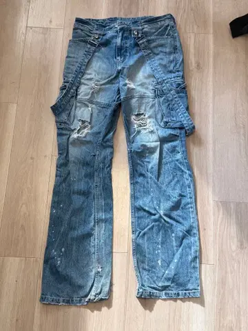 카고 스타일 데님 팬츠 라이트 블루