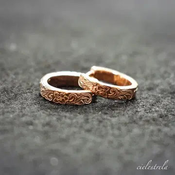 양쪽 귀용 후프 귀걸이 하와이안 주얼리 핑크 골드