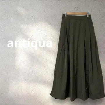 안티카 패턴 토르소 마네킹 에어리 플레어 스커트 카키 F 포켓 포함