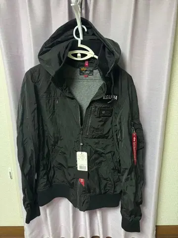 ALPHA 블랙 후드 부착 자켓 XL