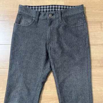 [ EDWIN ] 체크 팬츠 롱 바지 그레이 블랙 31인치