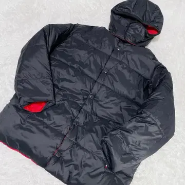 택 포함 타미힐피거 리버서블 코트 빨간색 블랙 레드 블랙 로고