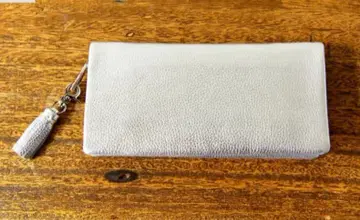 천연 가죽 실버 장지갑