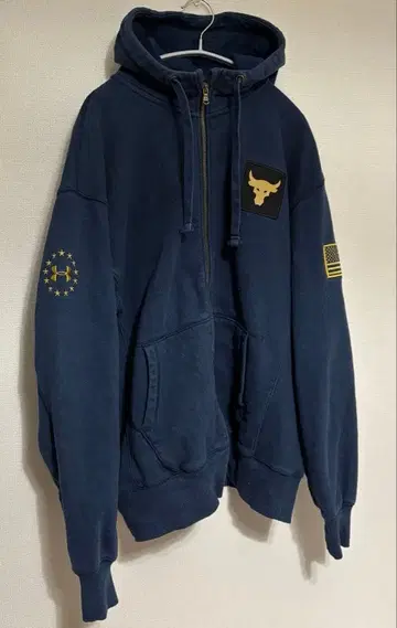 언더아머 프로젝트 락 골드 자수 헤비 웨이트 지퍼 후디