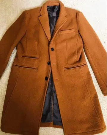 [ 새상품급 ] 새상품급 브라운 울 체스터 코트 M