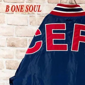 [ 레어 ] B ONE SOUL 바시티 자켓 네이비 M 자수 와펜