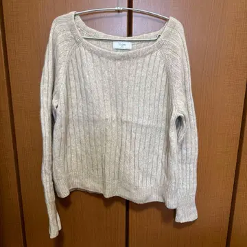 SLOBE IENA 베이지 리브 긴팔 니트 스웨터