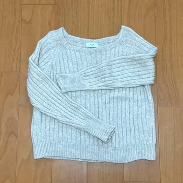 SLOBE IENA 베이지 리브 긴팔 니트 스웨터