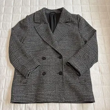 피코트 체크 블랙 코트 울 코트 GU S 사이즈 여성용