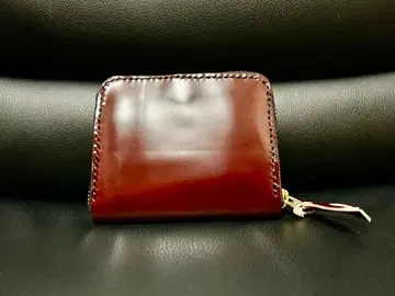 라운드 지퍼 미들 월렛 코도반 다크 브라운