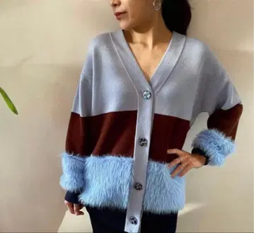 더블 스탠다드 클로징 Sov. 샤기 몰 블로킹 가디건