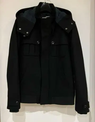 HAMNETT/블랙 후드 부착 울 70% 블루종