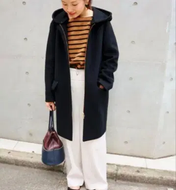 IENA 이에나 이중직 팜 코쿤 코트 아우터 36 네이비