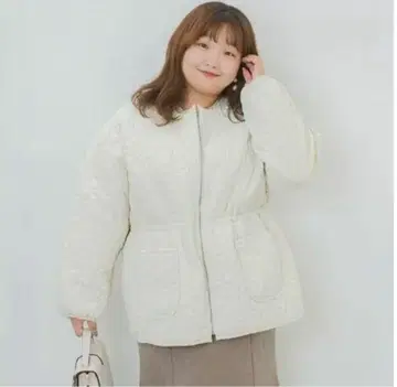 시마무라 yuki 꽃무늬 퀼트 블루종 다운 아우터 화이트 자켓 LL