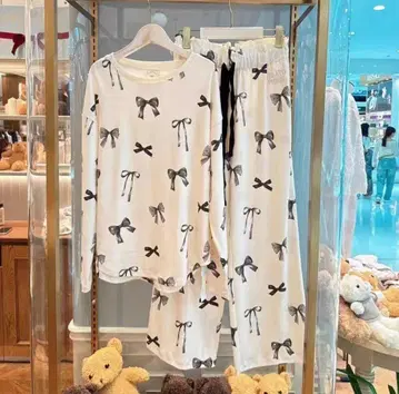 젤라피케 리본 룸웨어 긴팔 롱 바지 상하의 세트 화이트 7-2