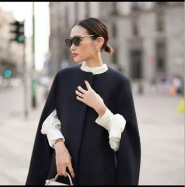 ellie 케이프 코트 블랙