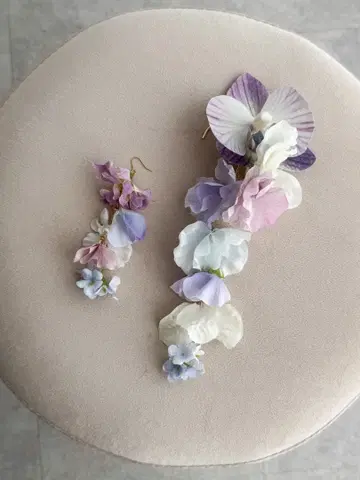 꽃 모티브 이어커프 귀걸이 세트 브라이덜