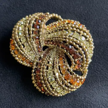 [ 18 ] 앤티크풍 브로치 오렌지 계열 큐빅 빈티지