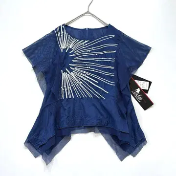 새상품 에이코 콘도 튤 메쉬 절개 티셔츠 풀오버 42