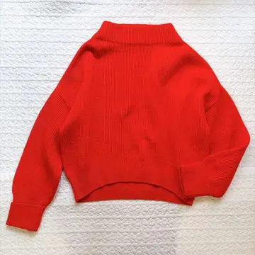 새상품급 맥피 프렌치 울 빌드넥 풀오버 빨간색 오렌지