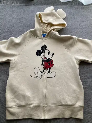 새상품급 도쿄 디즈니 리조트 미키 귀 달린 집업 후드티 L