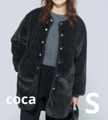 새상품 coca 리버서블 퍼 퀼팅 미들 코트 S