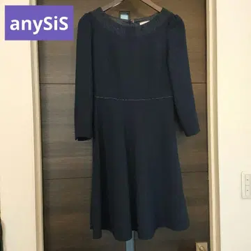 anySiS A라인 원피스 네이비 레이스 옷깃 포멀