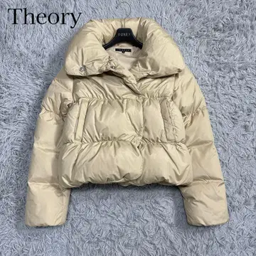 띠어리 다운 자켓 숏 기장 숄카라 베이지 M 가벼운 방한