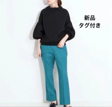 새상품 IENA 삭소니 플레어 팬츠 정가 19,800엔 그린 울