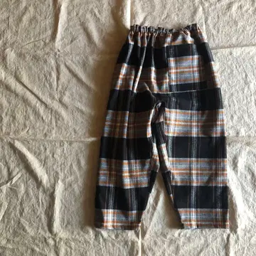 코튼 체크의 약간 짧은 몸빼