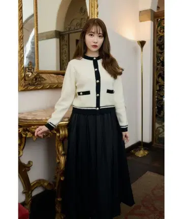 Her lip to 노카라 니트 자켓 화이트