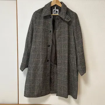 여성용 하운드투스 체크 패턴 스텐카라 코트