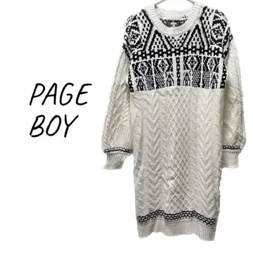 PAGE BOY (페이지 보이) 케이블 짜임 긴팔 니트 원피스