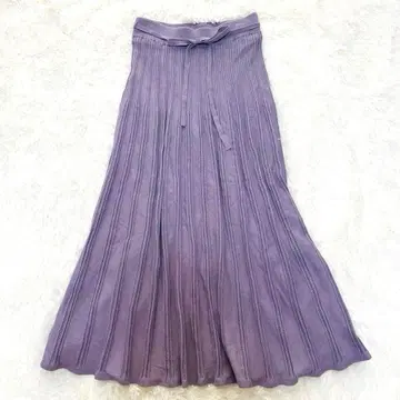 인덱스 라벤더 플리츠 롱 스커트 M 허리밴딩