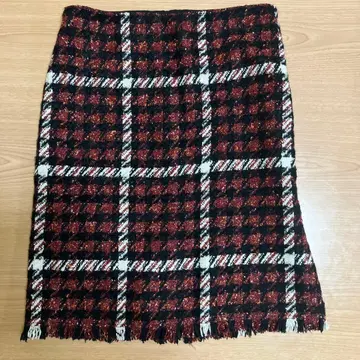 LOUNIE 체크 무늬 타이트 스커트