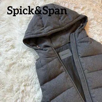 [ 새상품급 ] 스픽 앤 스팬 후드 부착 울 다운 베스트 그레이 경량