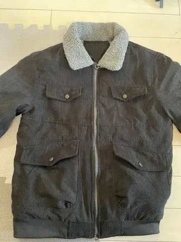 코듀로이 자켓 다크 그레이 보아 옷깃