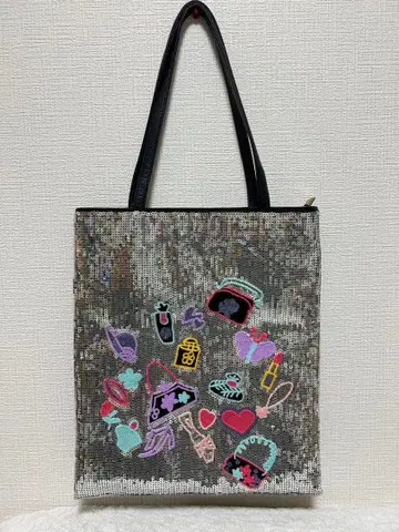 자수 토트백 스팽글 블랙