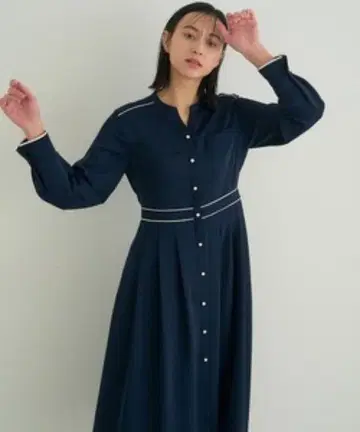 ANAYI 새틴 스트레치 셔츠 원피스