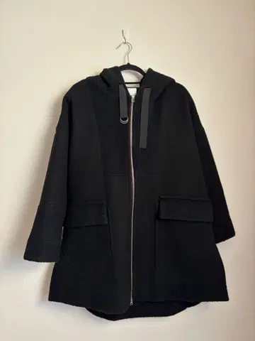 후드 부착 울 코트 울 70% 일본제 메이드 인 재팬 미들 코트