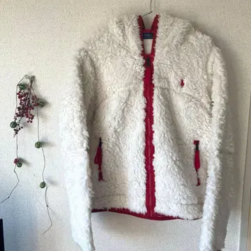 랄프 로렌 보아 양털 플리스 L/G 미사용 화이트 택 포함 13호