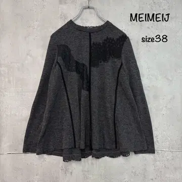 새상품급 MEIMEIJ 이탈리아제 니트 레이스 이소재 절개 플레어 상의