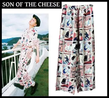 새상품급 사노바치즈 올 패턴 여성용 하와이안 알로하 이지 팬츠 화이트