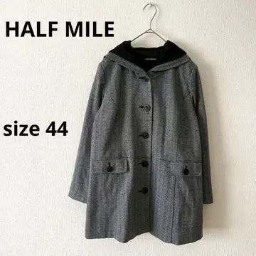 하프마일 후드 부착 코트 사이즈 44 그레이 일본제 체형 커버