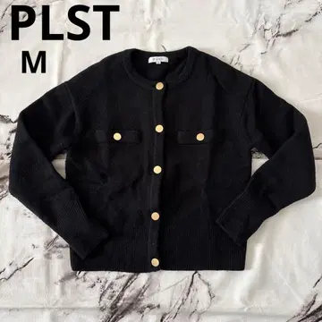 새상품급 플라스테 가디건 자켓 골드 버튼 메리노울 겉옷 M 블랙