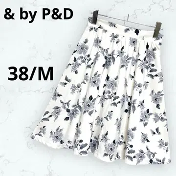 앤드 바이 피앤디 스커트 꽃무늬 플레어 스커트 허리밴딩 38/M