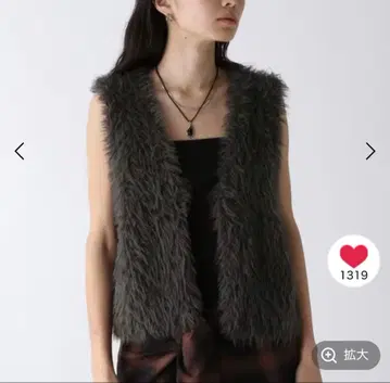 jeanasis 슬라브 니트 퍼 베스트