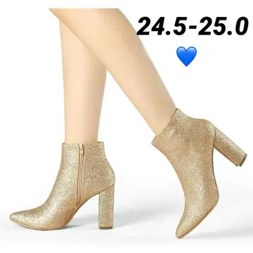 여성용 앵클부츠 골드 반짝반짝 24.5-25.0 크리스마스